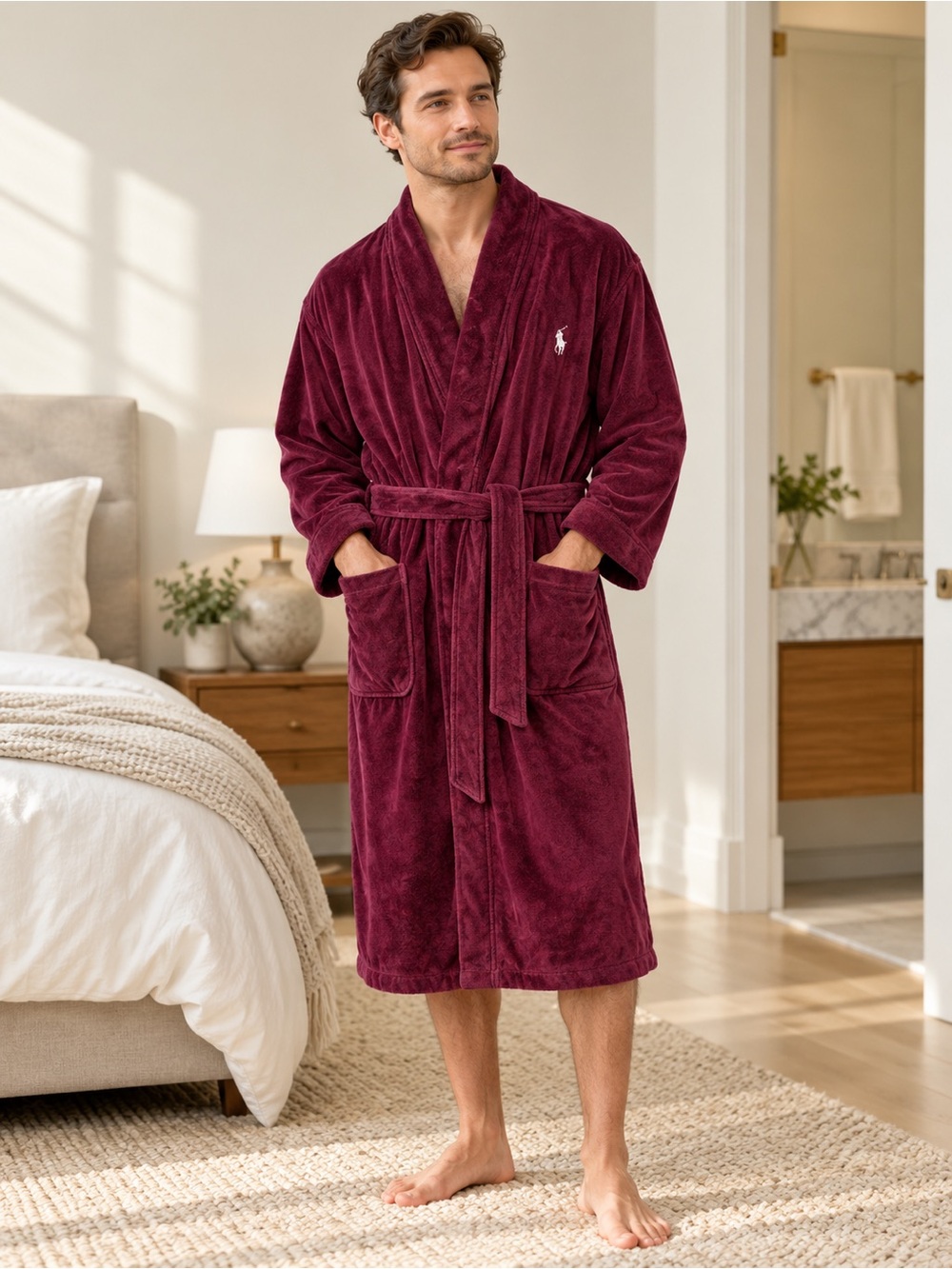 Polo Ralph Lauren Men’s Burgundy Terry Velour Robe